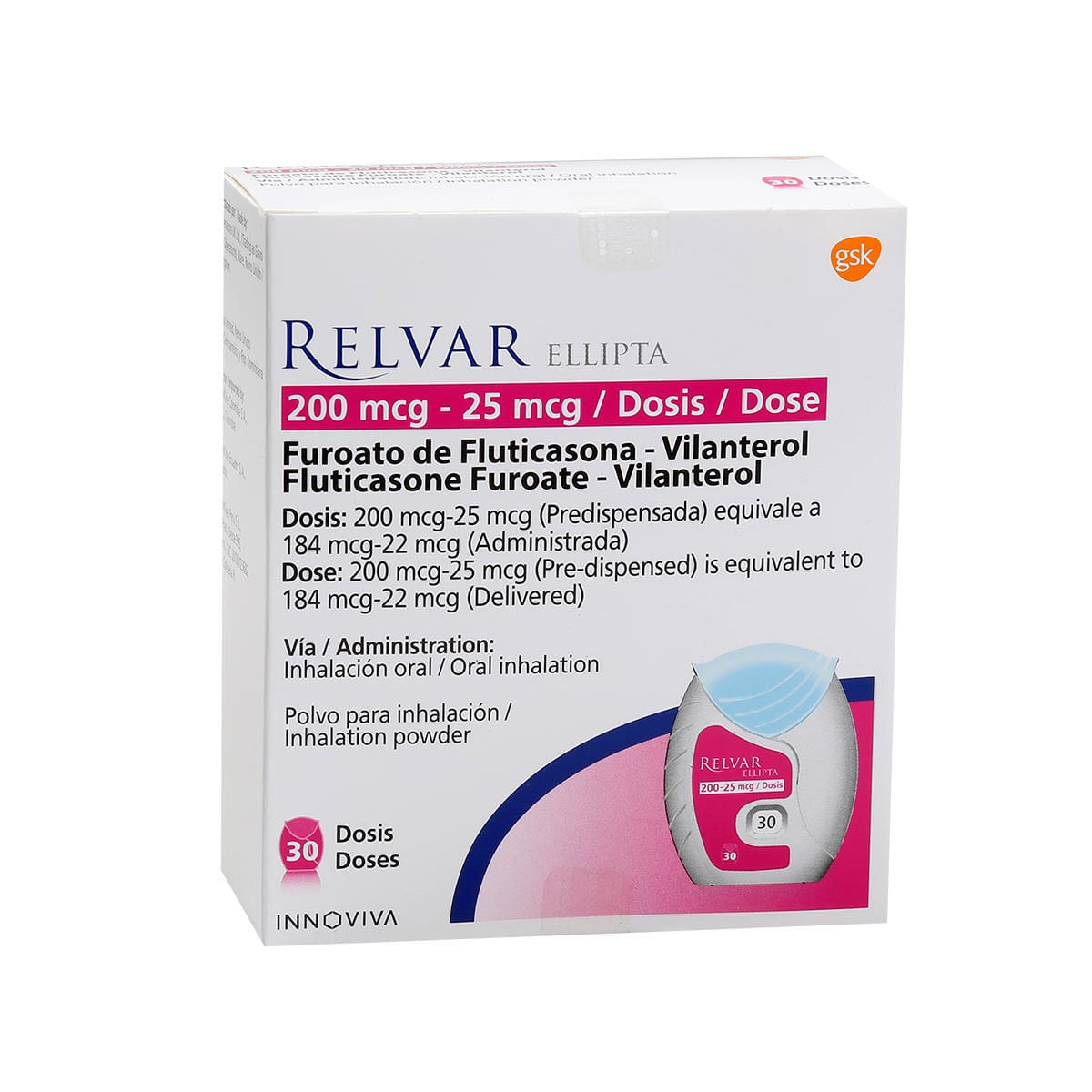 Relvar Ellipta 200 mcg / 25 mcg Polvo para Inhalación