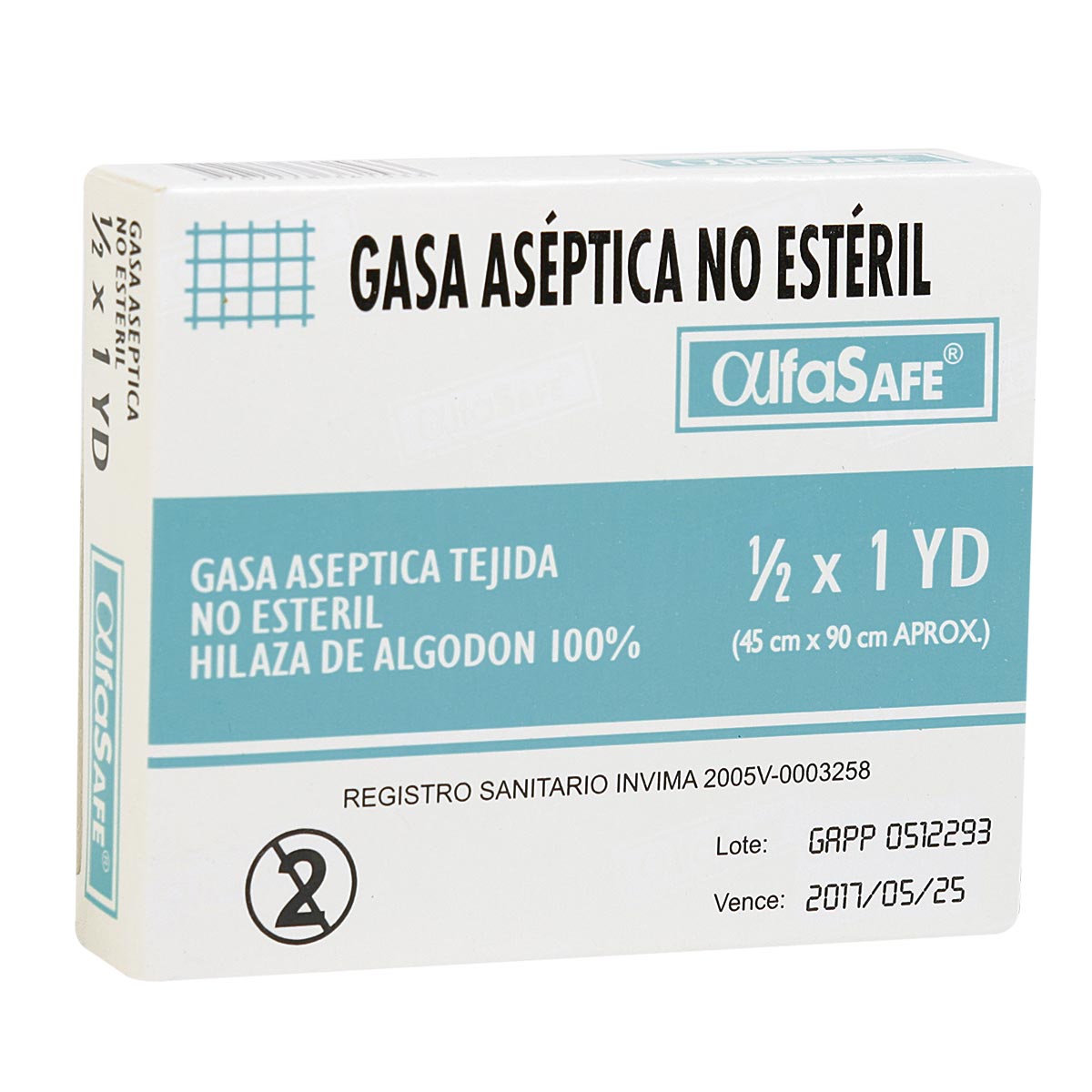 Gasa Aséptica 1/2x1 Yardas Alfasafe
