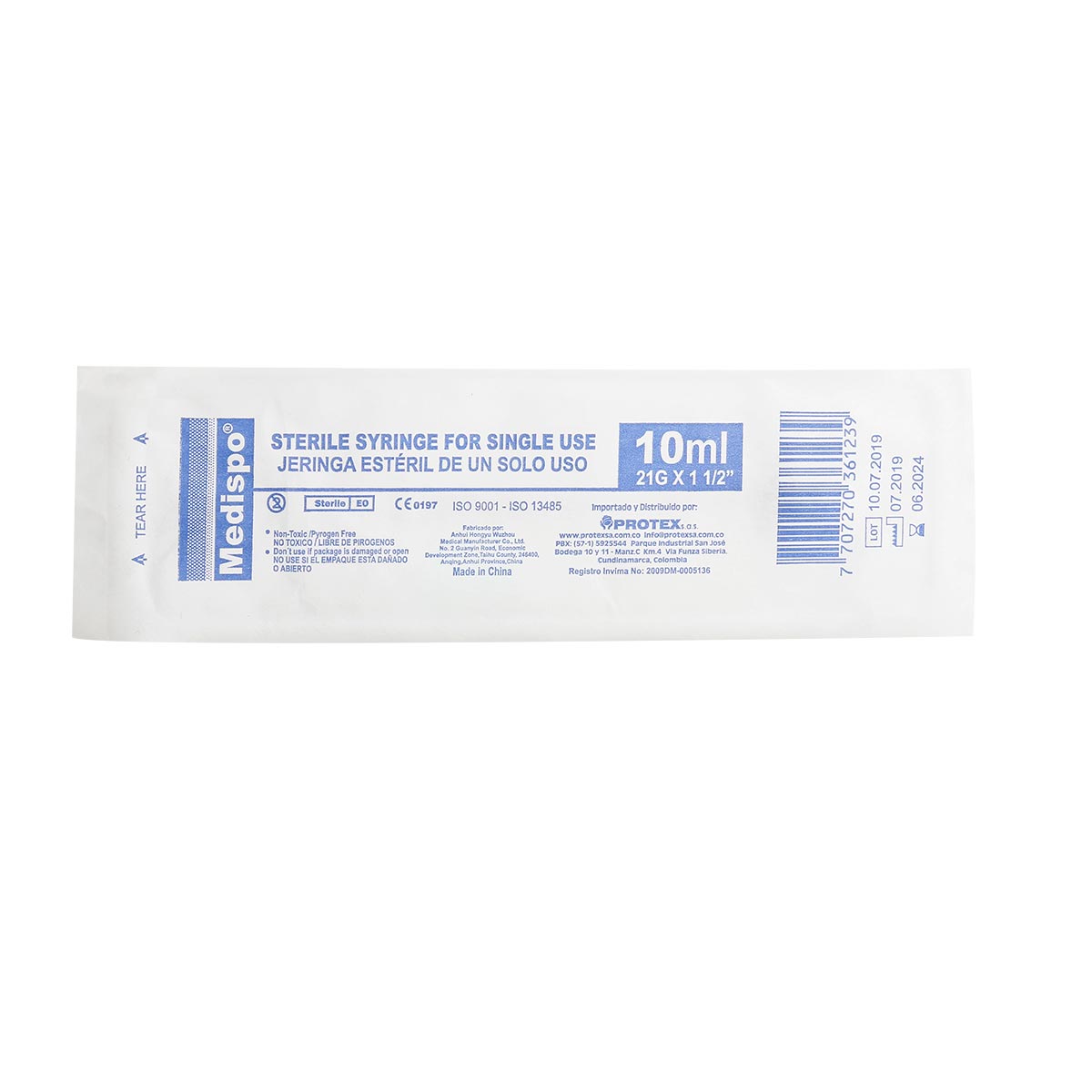 Jeringa Desechable 10ml Medispro
