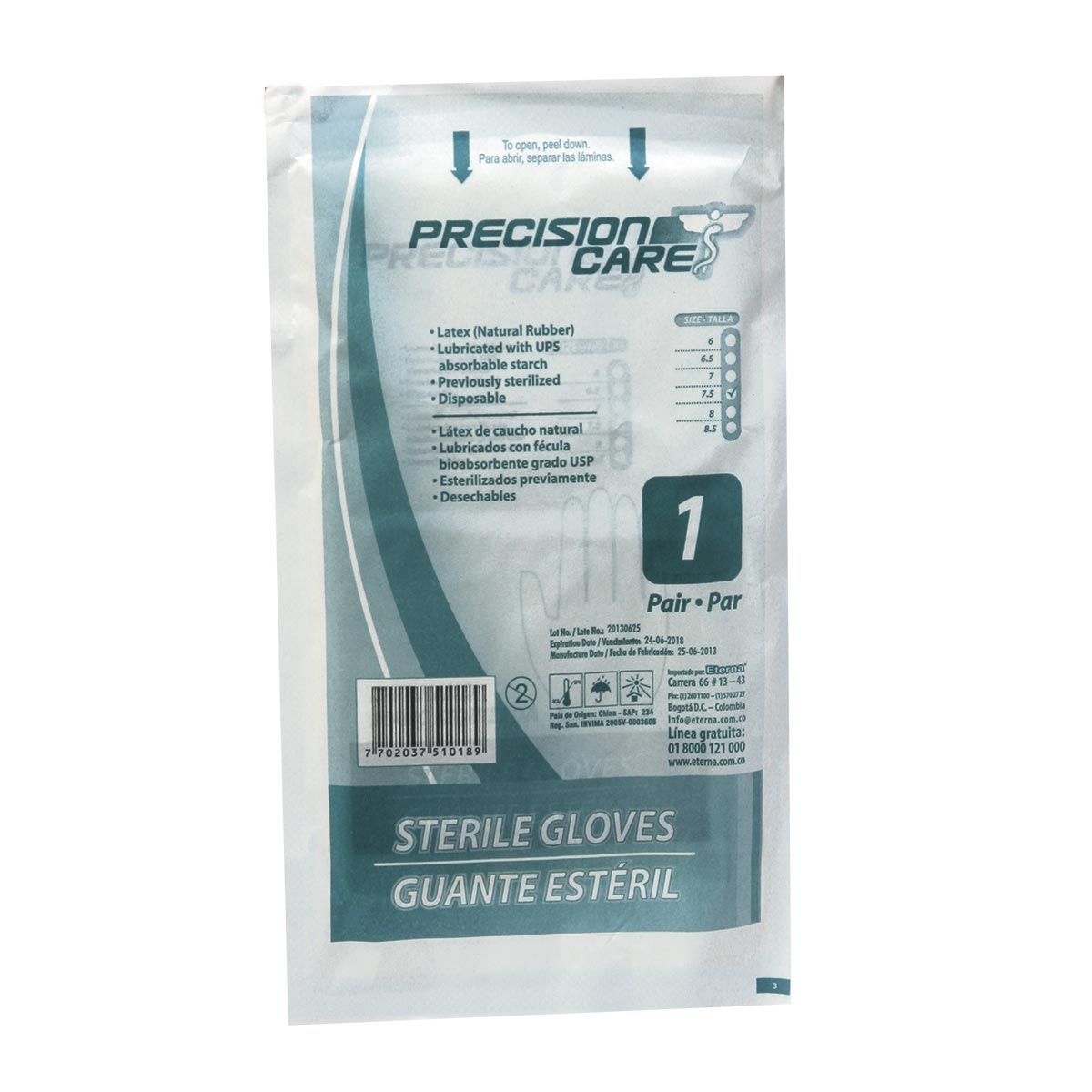 Guantes Cirugía Latex Talla 7.5