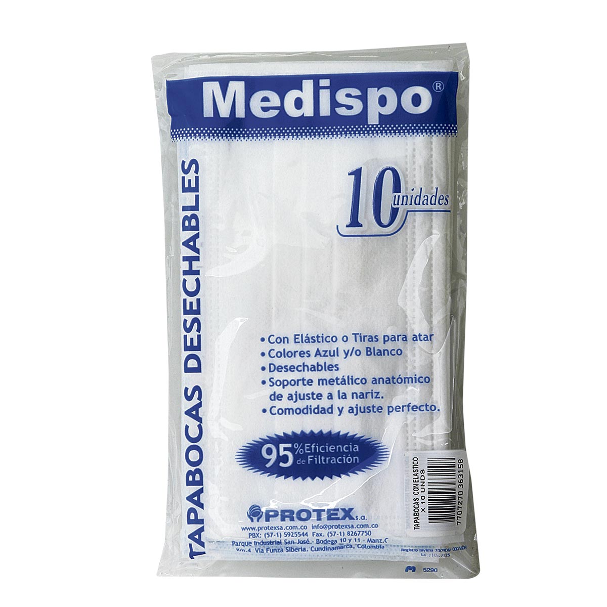 Tapabocas Desechable Con Elastico