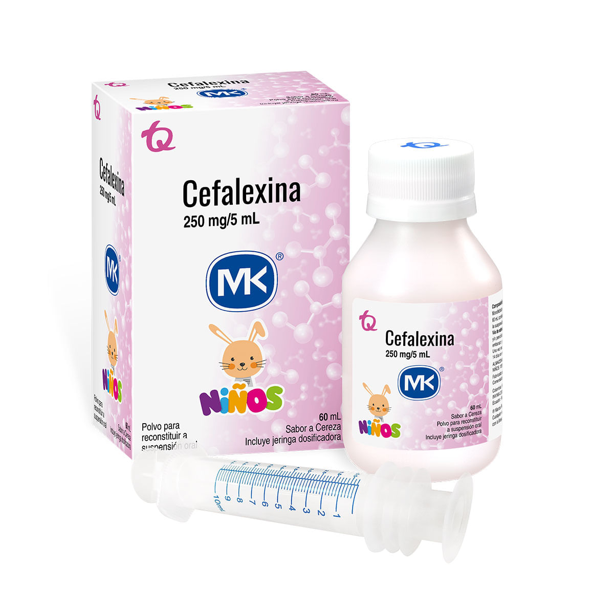 Cefalexina 250 Mg/5 Ml Polvo Para Suspensión Oral Incluye Jeringa