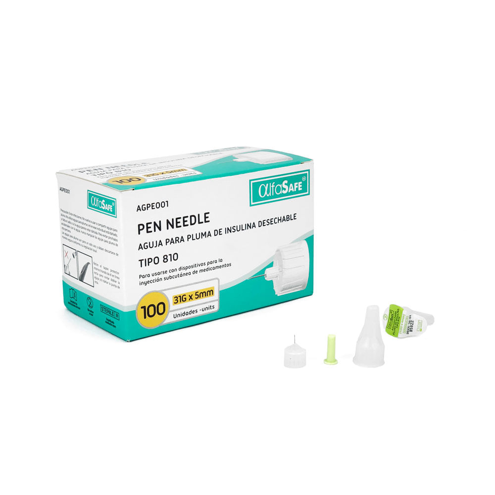 Aguja Pluma Insulina Desechable 31gx5mm Tipo:810 Alfasafe