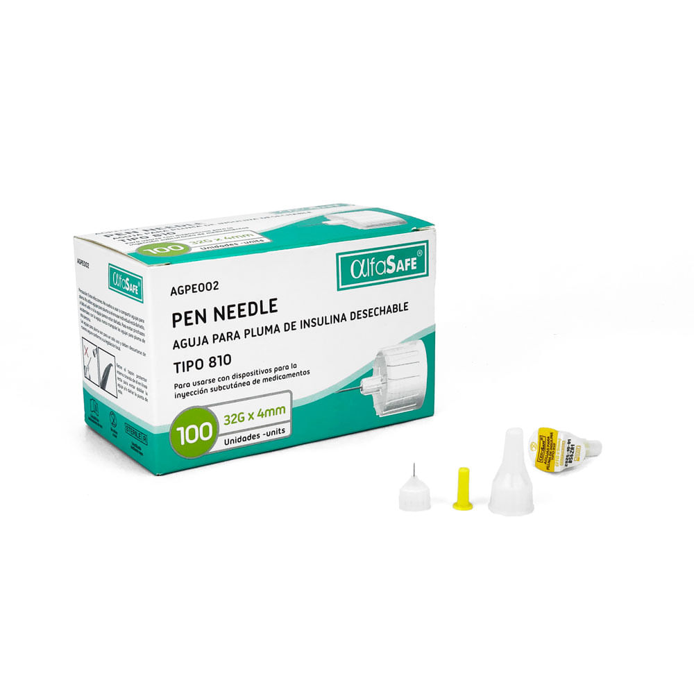Aguja Pluma Insulina Desechable 32gx4mm Tipo:810 Alfasafe
