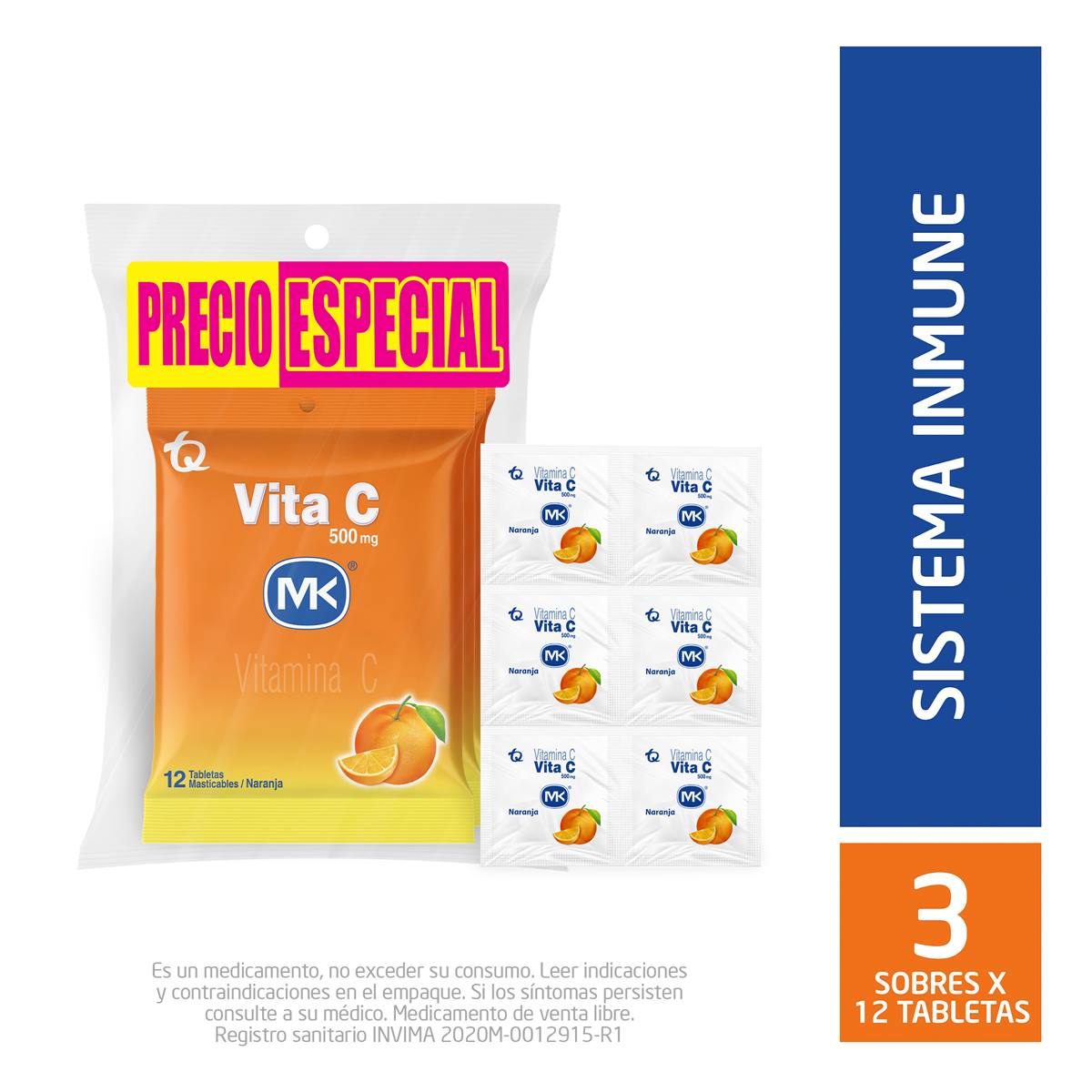 Oferta Vitamina C 500mg Tableta Masticable Naranja Precio Especial