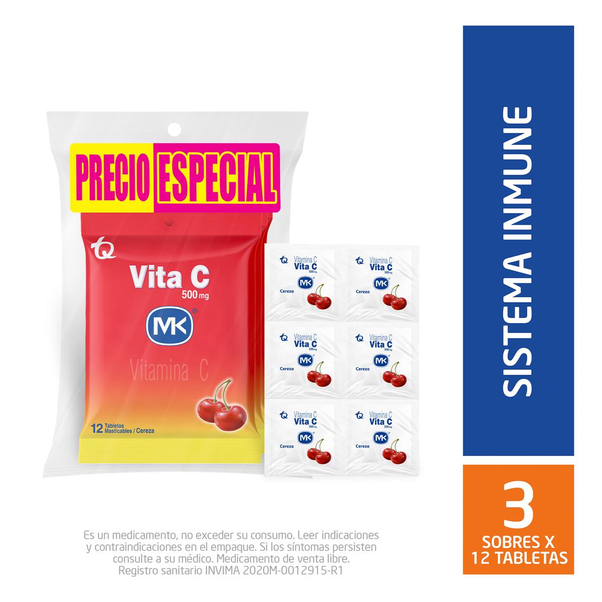 Oferta Vitamina C 500mg Tableta Masticable Cereza Precio Especial