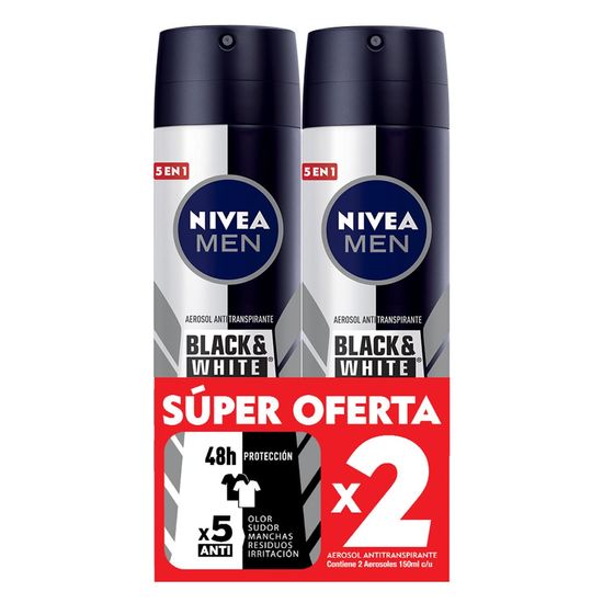 OFERTA-DESODORANTE-AEROSOL-NIVEA-BLACK<->-<->WHITE-2UNX-150ML
