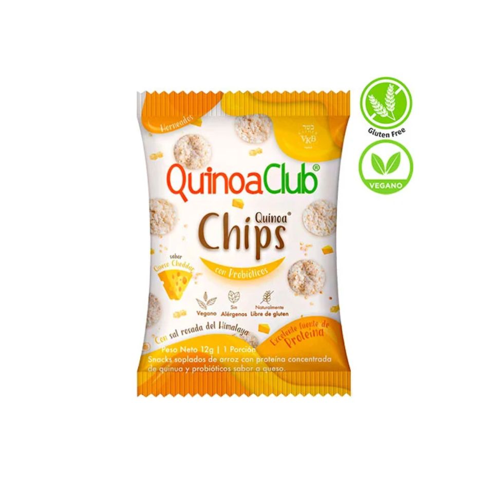 Chips Con Proteína Y Probióticos Sabor A Queso Quinoaclub x 12 gr