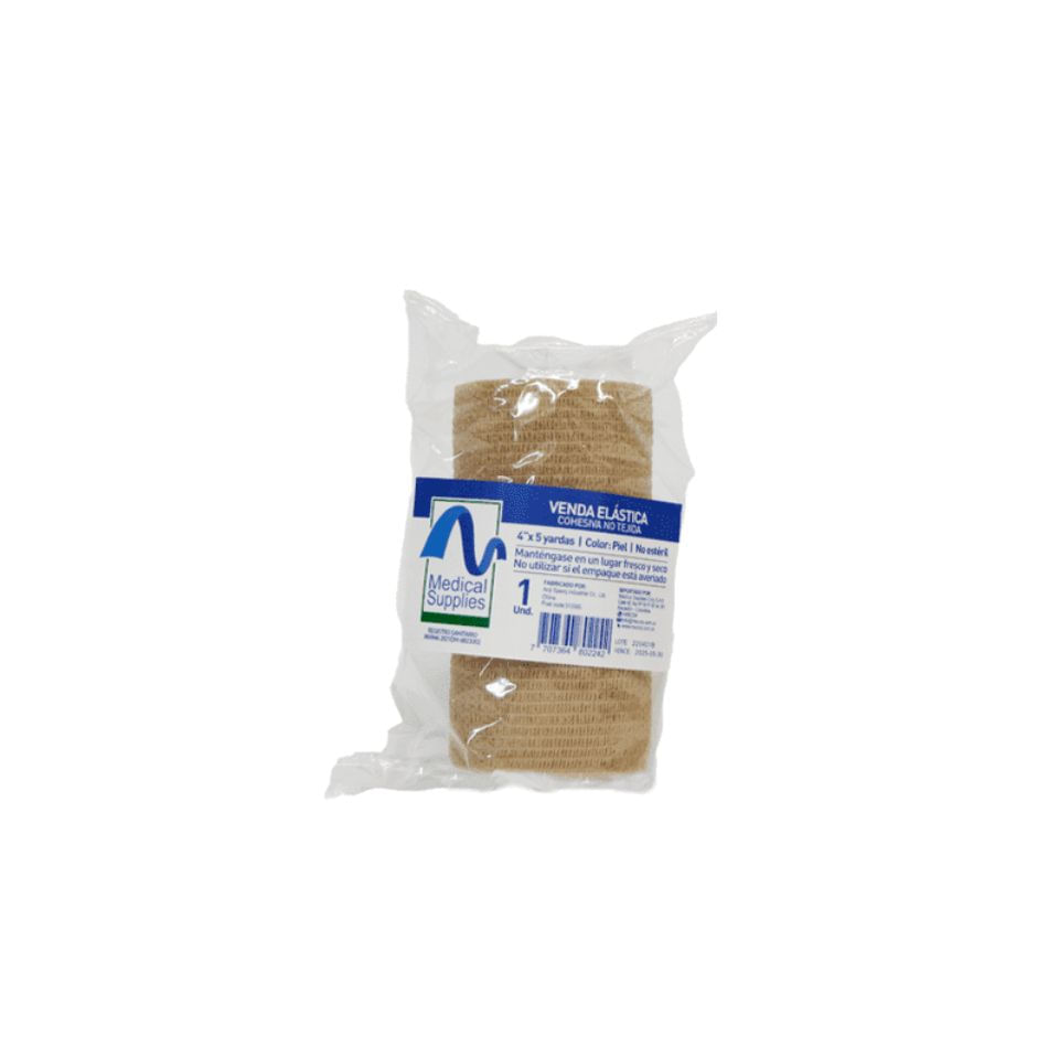 Venda Elastica Cohesiva 4"x5 Yardas Color Piel Medical Supplies