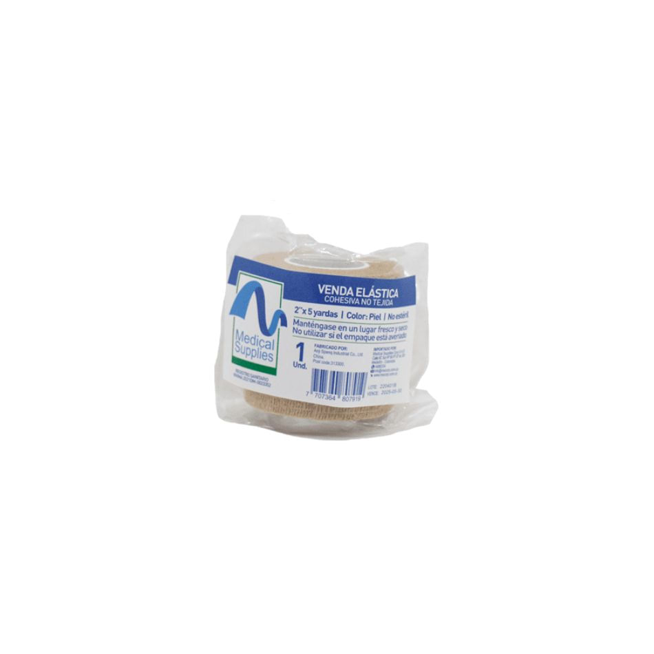 Venda Elastica Cohesiva 2"x5 Yardas Color Piel Medical Supplies
