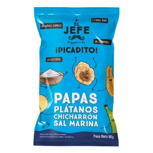 Mezcla De Papas, Platano, Chicharron Y Sal Marina x 60 gr