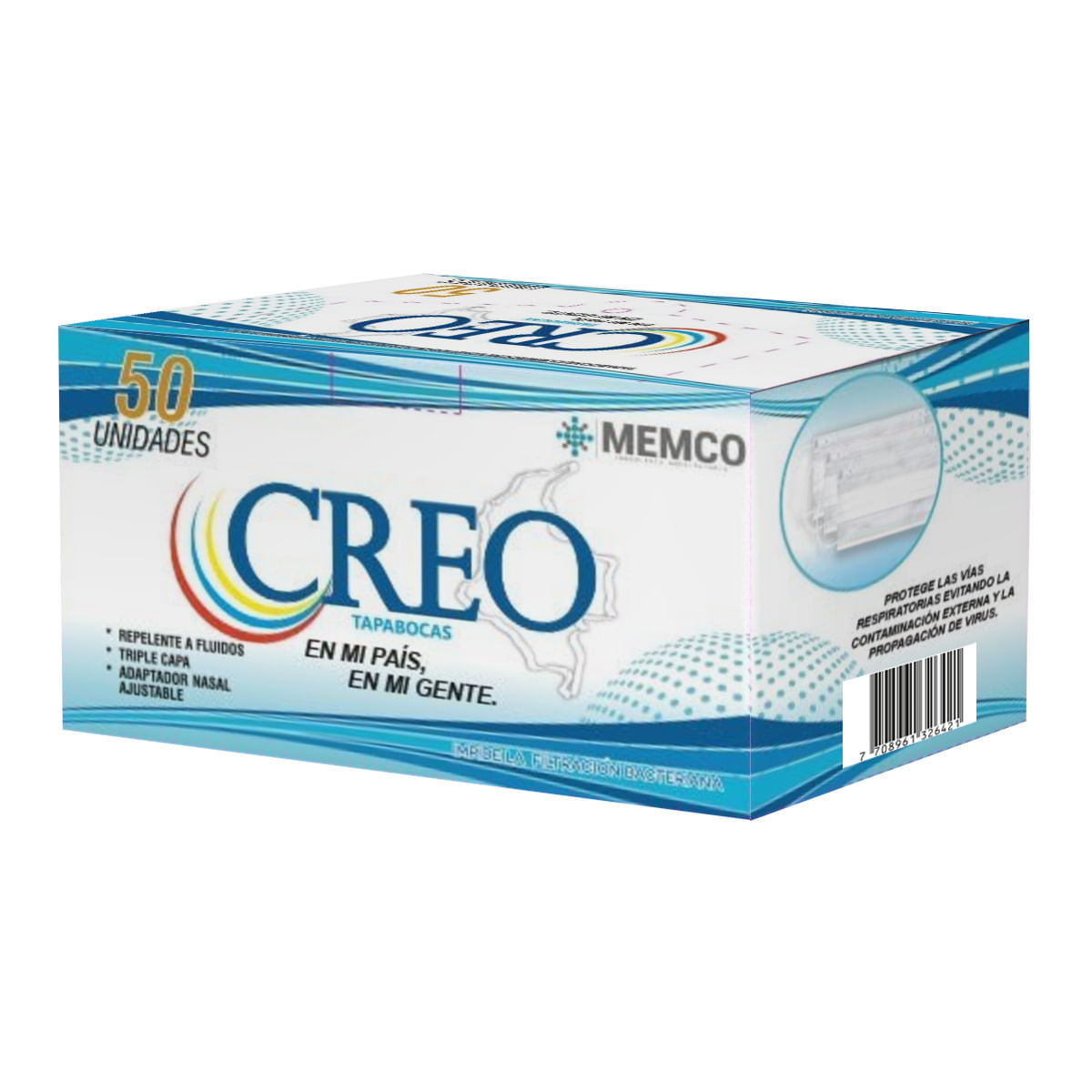 Tapabocas Desechable Negro Empaque individual I.D.Pharma