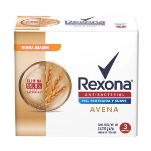 Jabon Rexona antibacterial avena 3U 110G