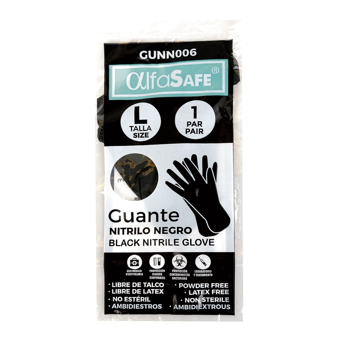 GUANTES NITRILO NEGRO TALLA L