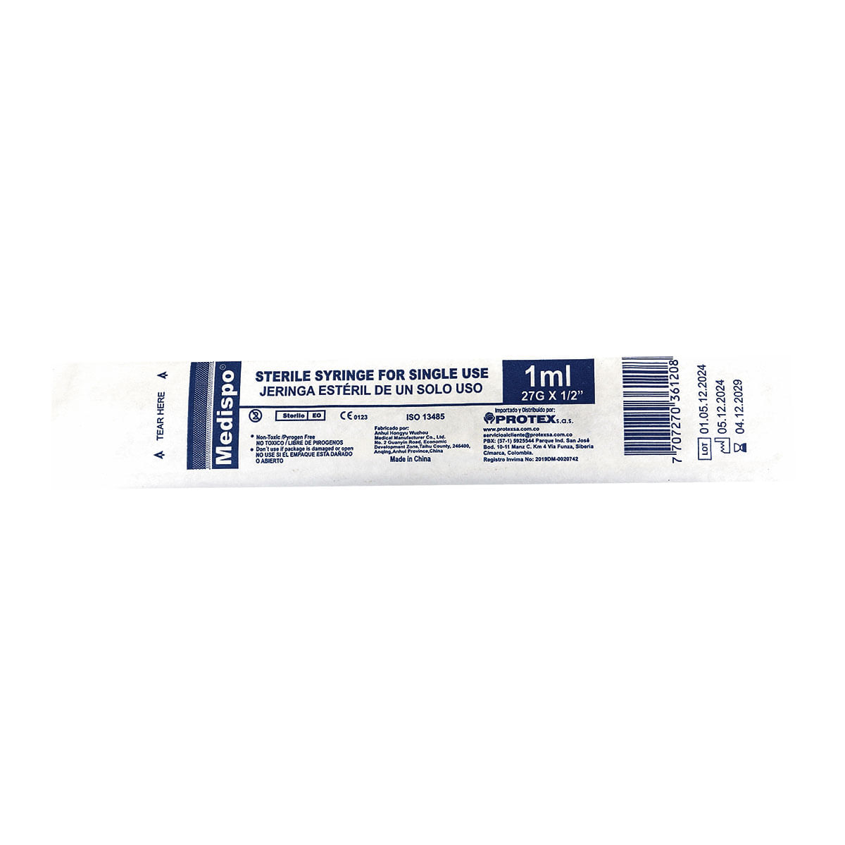 Jeringa 1ml Medispro