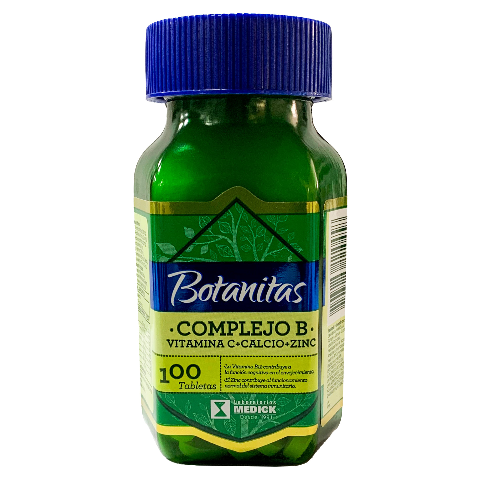 Complejo B + Vitamina C +  Calcio + Zinc Tabletas Botanitas