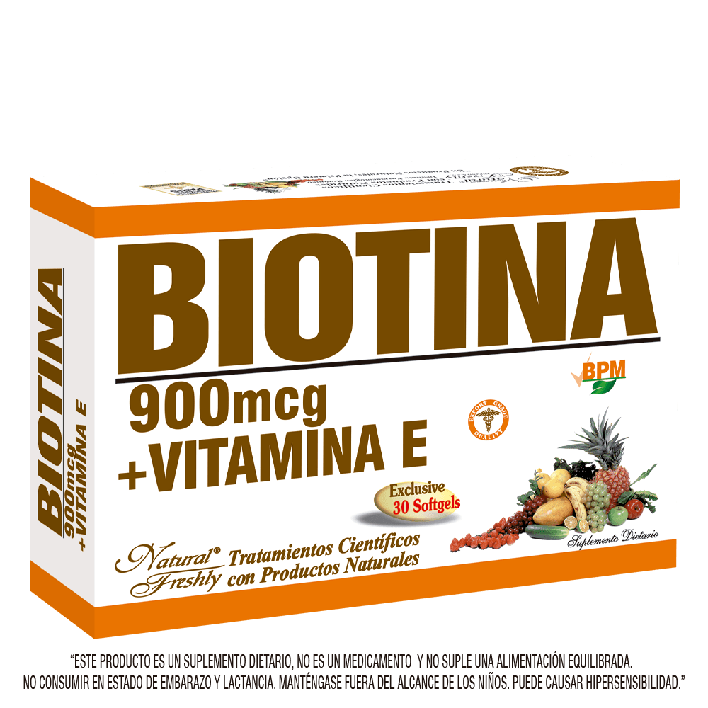Biotina 900Mcg +Vitamina E Capsulas Blandas Natural Freshly Infabo Sas