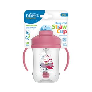 Vaso Pitillo Dr Browns 9 Oz Con Pesa Rosado x 1 und
