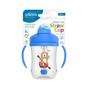 Vaso Antiderrame Niños - 9 Oz Azul Con Pitillo Y Pesa