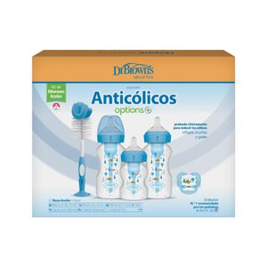 Set de regalo bebe recien nacido tetero cepillo y chupo azul