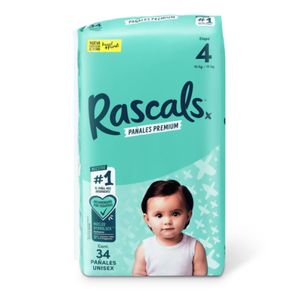 Pañales Rascals Baby Talla-4 Bebé de 10 a 15 kg X34 unds