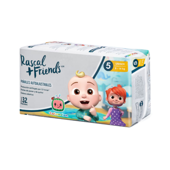 Pañales Rascals Cocomelon Pants T-5 Bebé 9-14 Kg X 32 Und