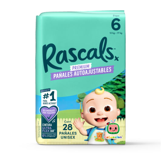 Pañales Rascals Cocomelon Pants T6 Bebé 12-17 Kg X 28 Und