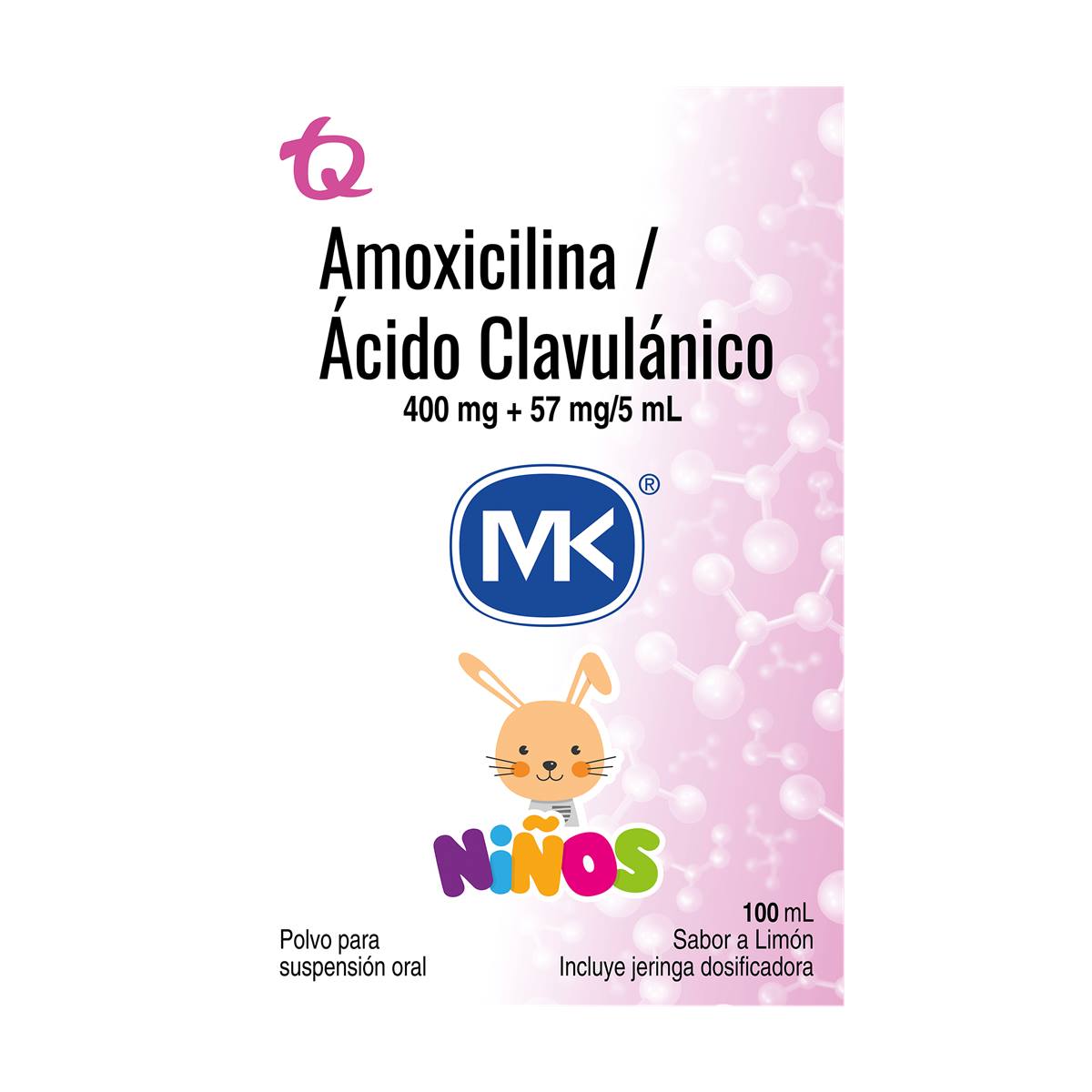 Amoxicilina 400mg /Acido Clavulanico 57mg Polvo para suspension sabor: