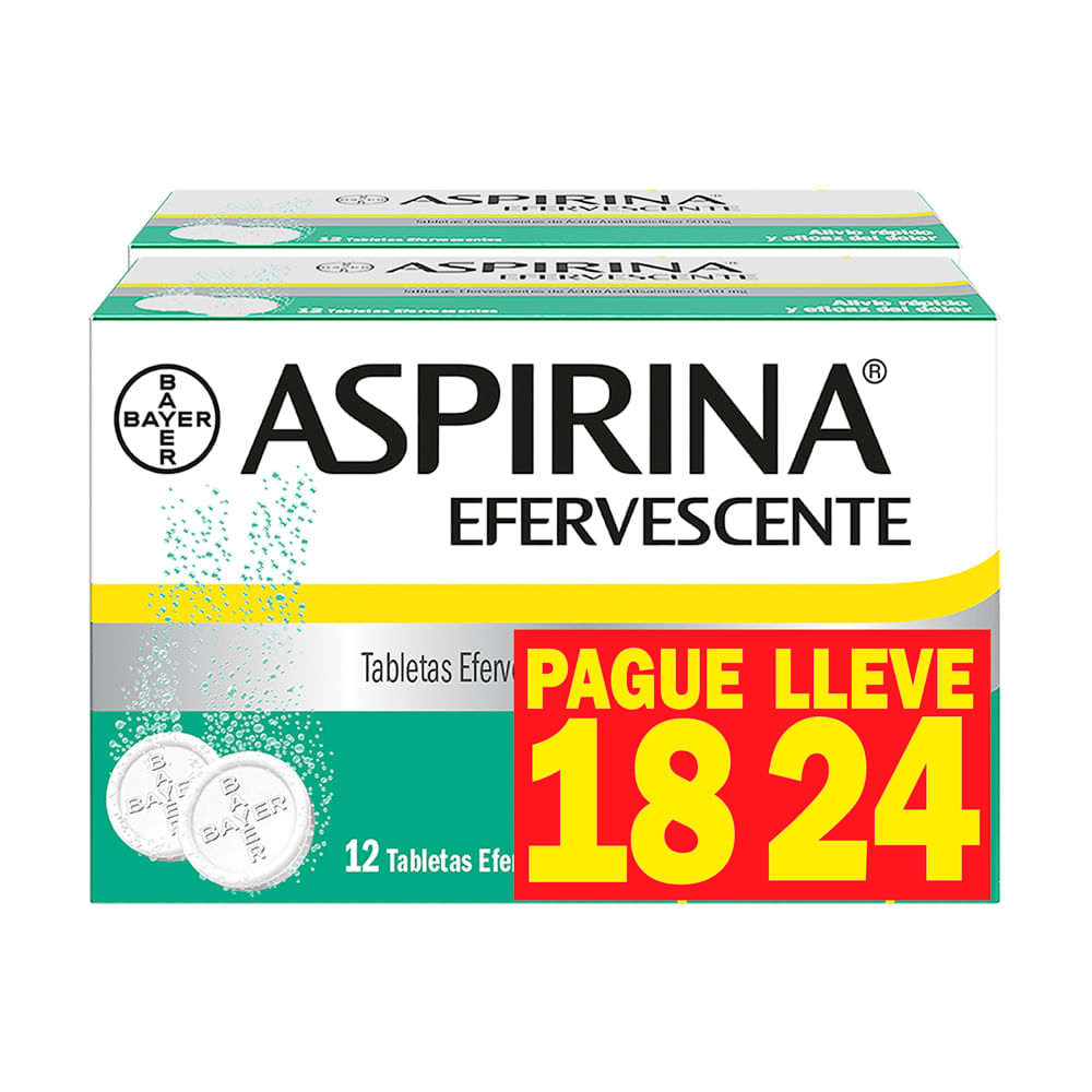 Oferta Aspirina Tableta Efervescente 500mg Pague:18 Lleve:24